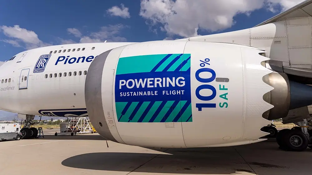 One of the 747&rsquo;s engines ran solely on unblended SAF.  Rolls-Royce